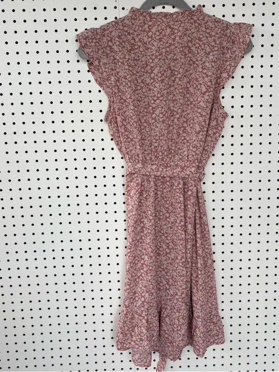 Monteau Dusty Rose Sleeveless Floral Button-Front Tie-Waist Dress Size M - Picture 2 of 4